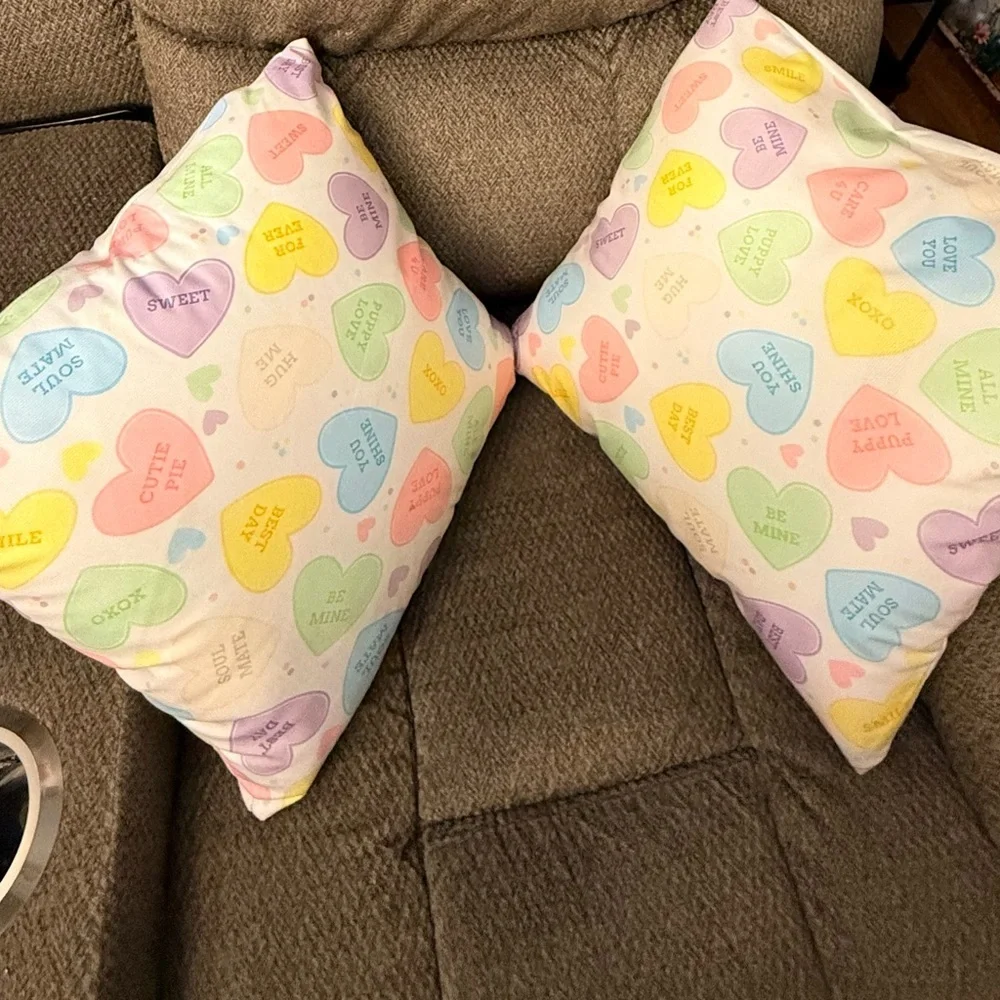 Two Heart Print Valentine Throw Pillows   18 X 18